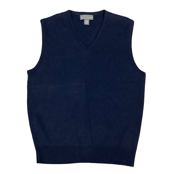 Men’s David Taylor L Large 42 - 44 V-Neck Sweater Vest Navy Blue Pullover NWOT - Picture 2 of 6